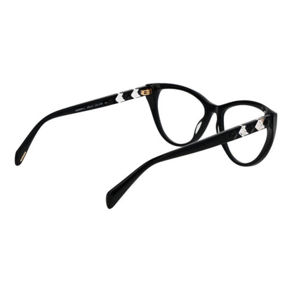 Police Black Plastic Glasses (Frames) for women, cat eye style, black full-rim, plastic frame, demo lenses included, size 53-16-140.