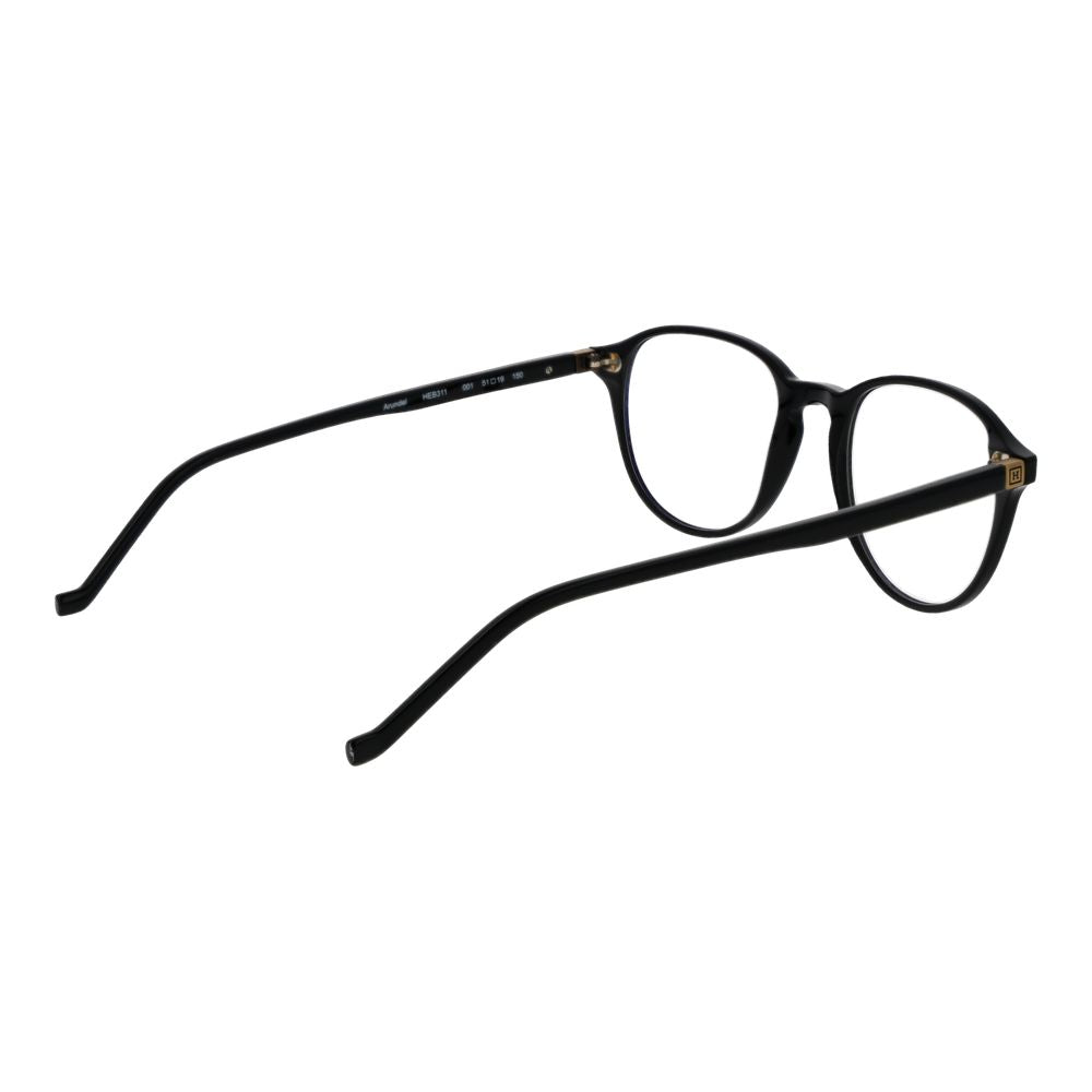 Hackett Black Acetate Glasses (Frames) for men with full-rim black acetate frames, panto style, and demo lenses.