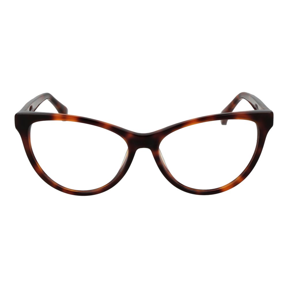 Max Mara Brown Plastic Glasses (Frames) for women featuring full-rim cat eye design, brown plastic frame, and demo lenses.