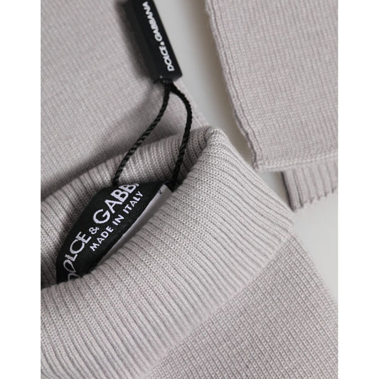 Dolce & Gabbana Gray Virgin Wool Knitted Fingerless Men Gloves