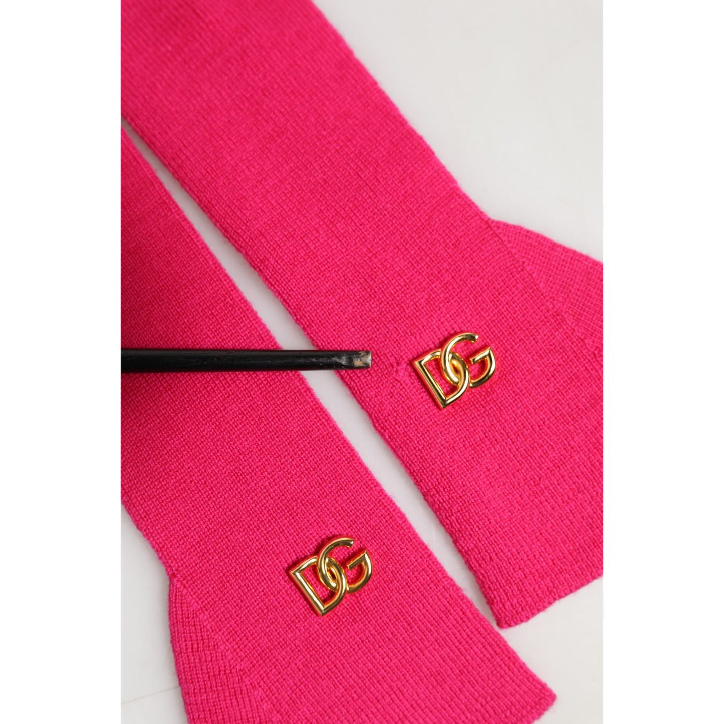Dolce & Gabbana Pink Wool Fingerless Elbow Length Mitten Gloves