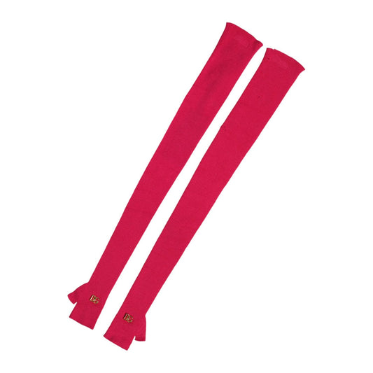 Dolce & Gabbana Pink Wool Fingerless Elbow Length Mitten Gloves