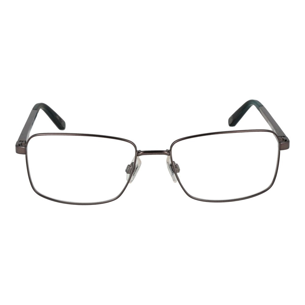Land Rover Gray Stainless Steel Glasses (Frames) with full-rim rectangle style for men. Grey frame, demo lenses, 135mm width.