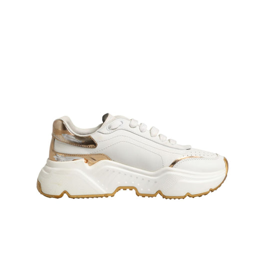Dolce & Gabbana White Gold Daymaster Low Top Sneakers Shoes