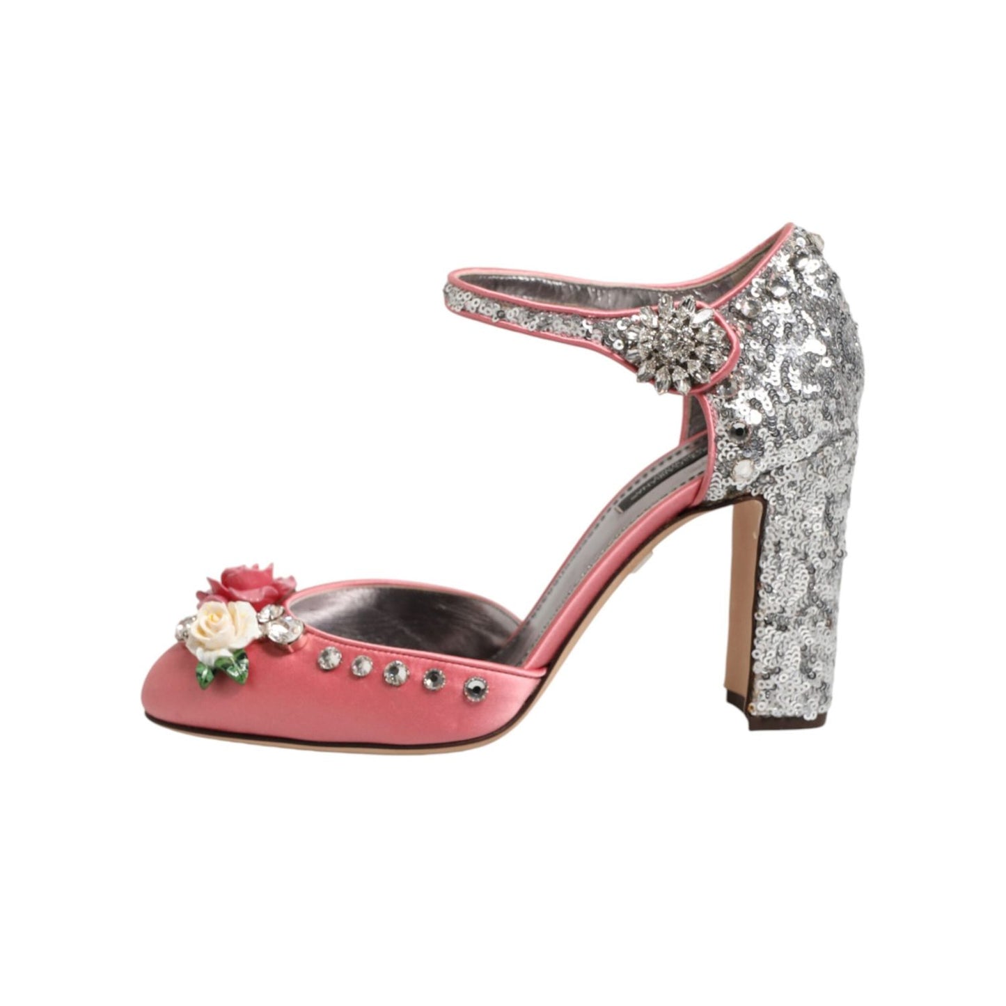 Dolce & Gabbana Pink Sequined Ankle Strap Sandals Shoes