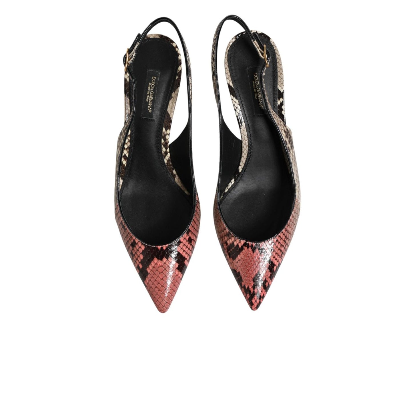 Dolce & Gabbana Multicolor Leather Heels Slingback  Shoes
