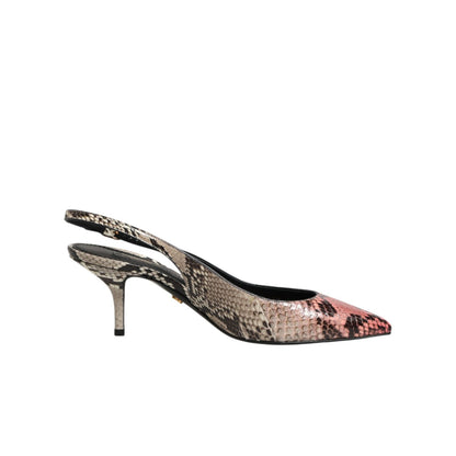 Dolce & Gabbana Multicolor Leather Heels Slingback  Shoes