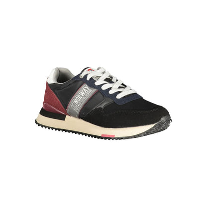 Norway 1963 Black Polyester Men Sneaker with contrasting details and logo, showcasing athletic functionality and style.