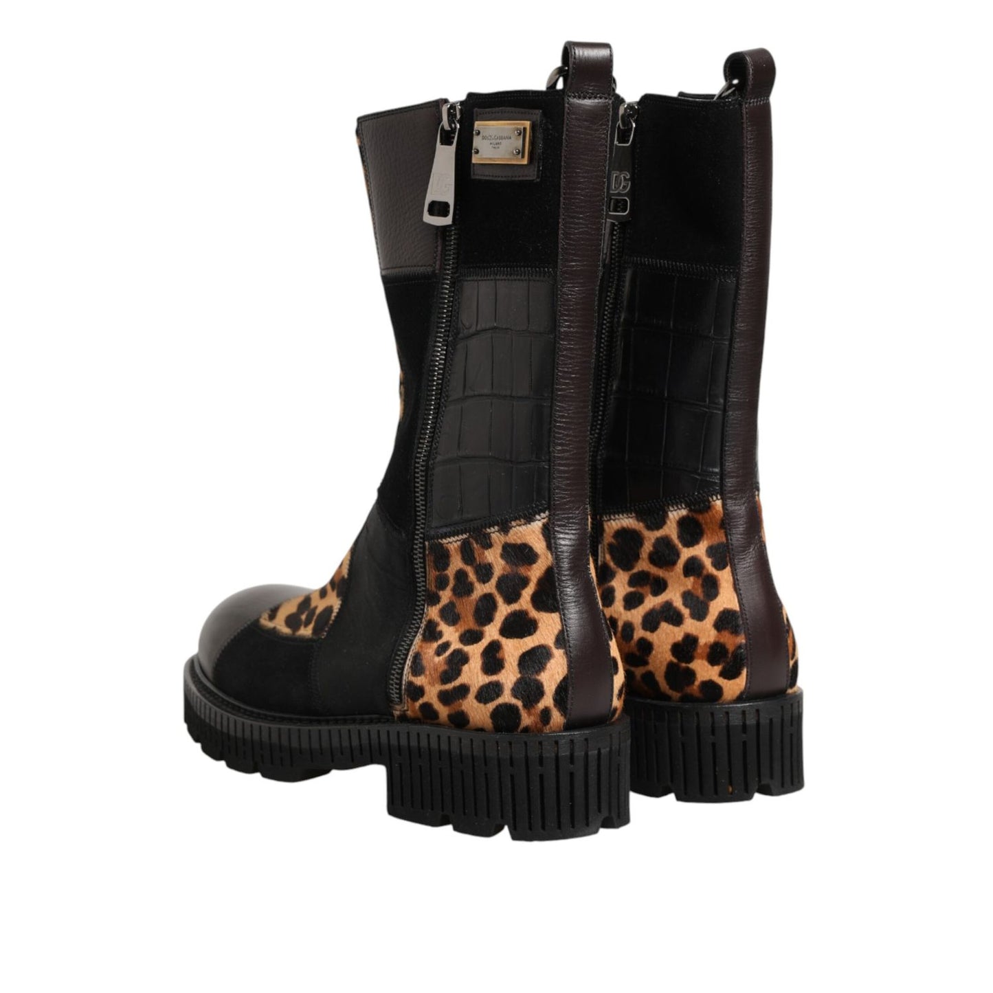Dolce & Gabbana Multicolor Leopard Mid Calf Boots Shoes
