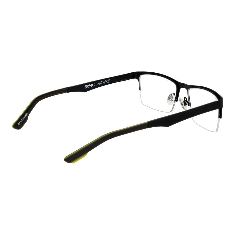 Spy Black Plastic Glasses (Frames), half-rim style for men, black plastic frame, demo lenses, rectangle shape, 54-18-140 size.