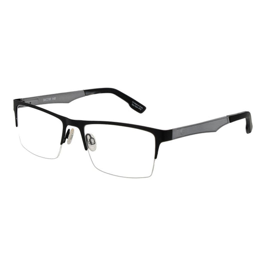 Spy Black Plastic Glasses (Frames) with half-rim, black plastic frame, and demo lenses, featuring a rectangle style for unisex use.