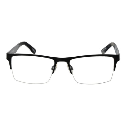 Spy Black Plastic Glasses (Frames) with half-rim style and spring hinge, unisex design in black plastic, size 54-18-140, rectangle shape.