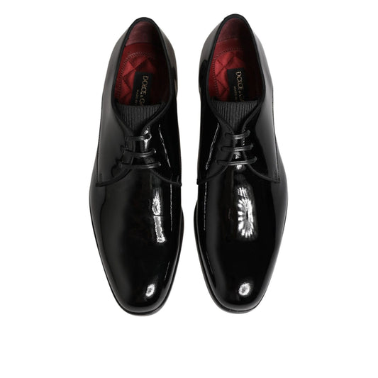 Dolce & Gabbana Black Calfskin Leather Derby Dress Shoes