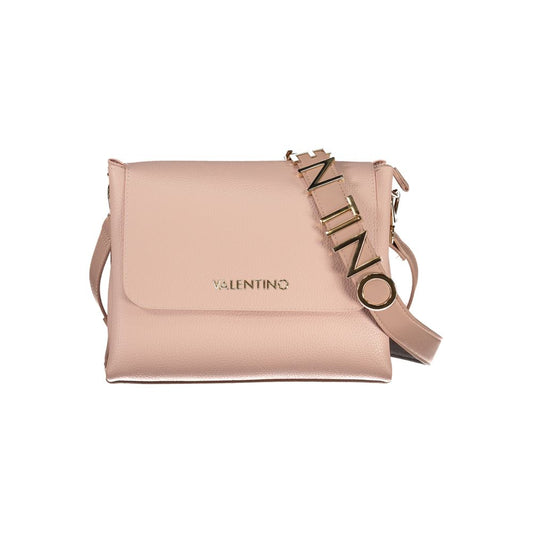 Mario Valentino Pink Polyethylene Handbag with removable shoulder handle, compartments, and logo.