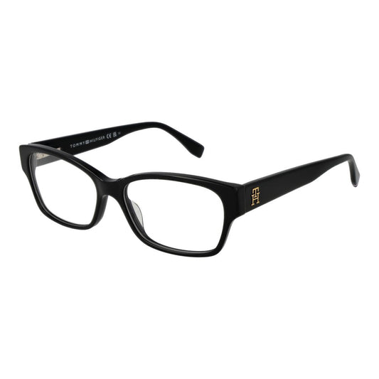 Tommy Hilfiger Black Acetate Glasses (Frames) for women with full-rim rectangular design and branded case