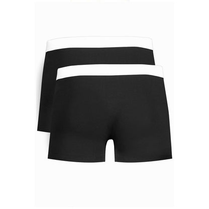 Trussardi Black Cotton Underwear featuring boxer parigamba design with elastic waistband and logo print, bi-pack set.