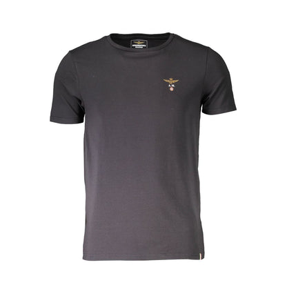 Aeronautica Militare Black Cotton Underwear outdoor t-shirt with short sleeves and crew neck