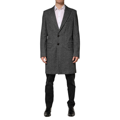 Dolce & Gabbana Gray Wool Blend Long Trench Coat Men Jacket