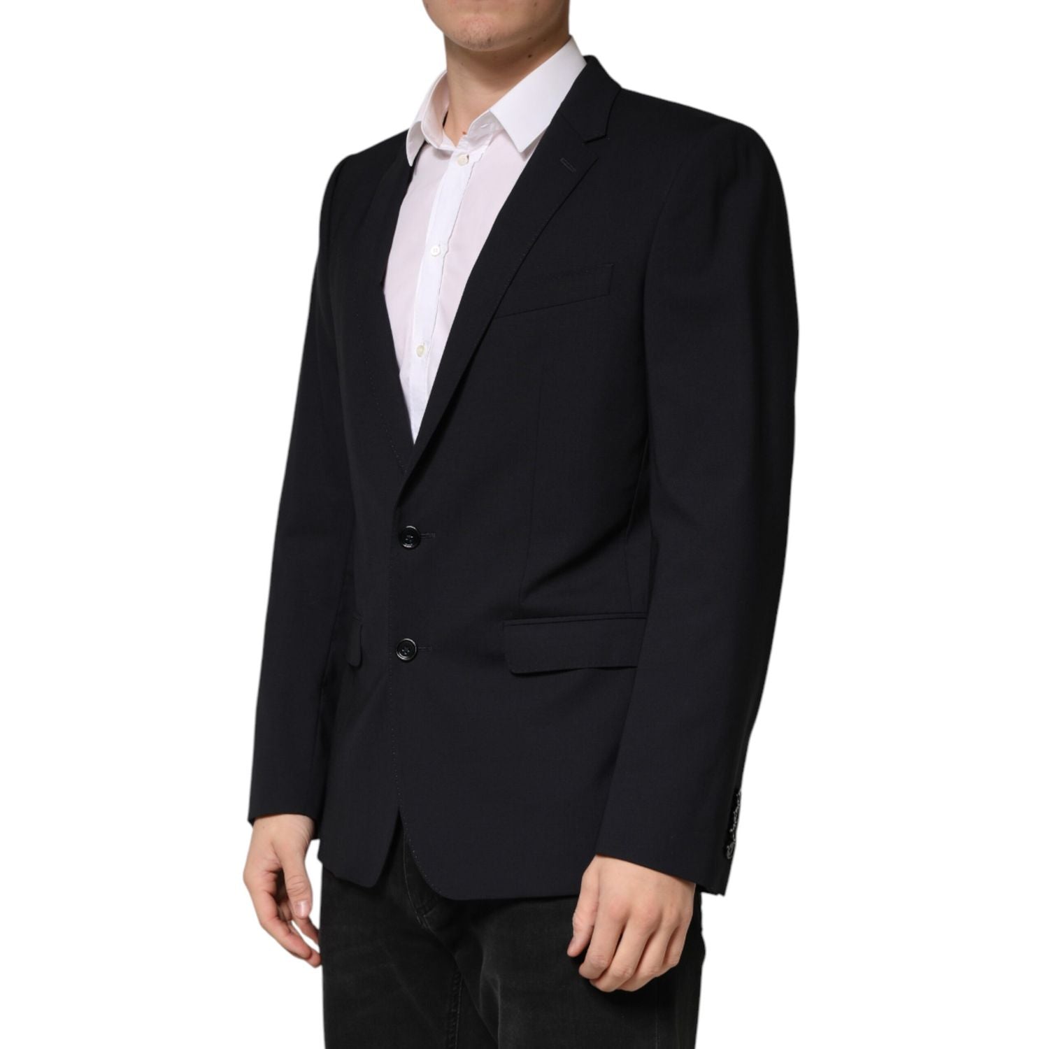 Dolce & Gabbana Black Wool Single Breasted 2 Button Blazer