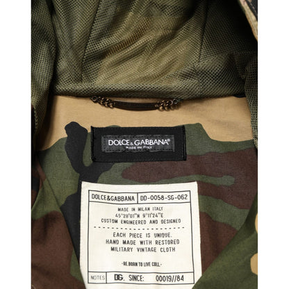 Dolce & Gabbana Multicolor Camouflage Hooded RainCoat Jacket