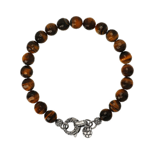 ALBERT M. JEWELS JEWELRY Mod. WSOX00071.TG-20.5 brown beaded bracelet with detailed clasp