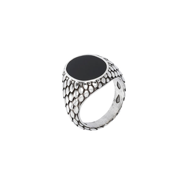 ALBERT M. JEWELS JEWELRY Mod. WSOX00407.BO-22 ring with textured pattern and black stone