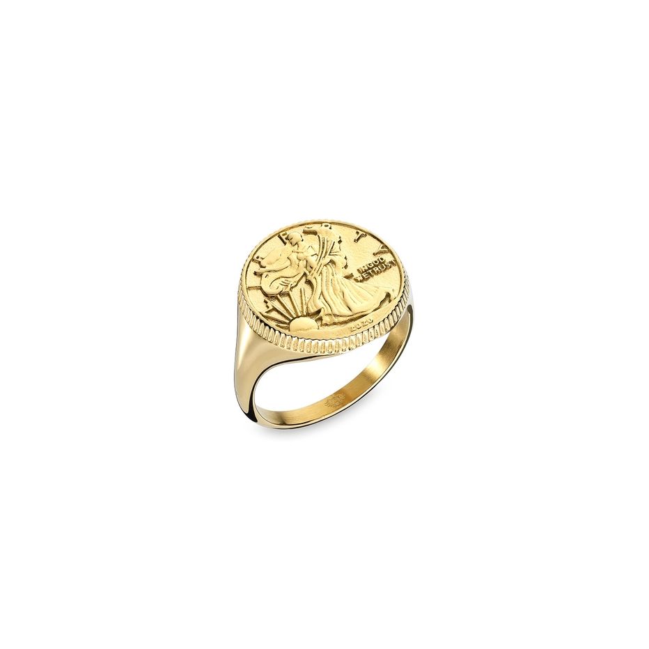 AN JEWELS JEWELRY Mod. AAC.R02Y-6 gold ring with intricate engravings