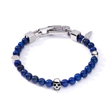 AN JEWELS JEWELRY Mod. AA.P255SBL stylish bracelet with blue beads and skull charm