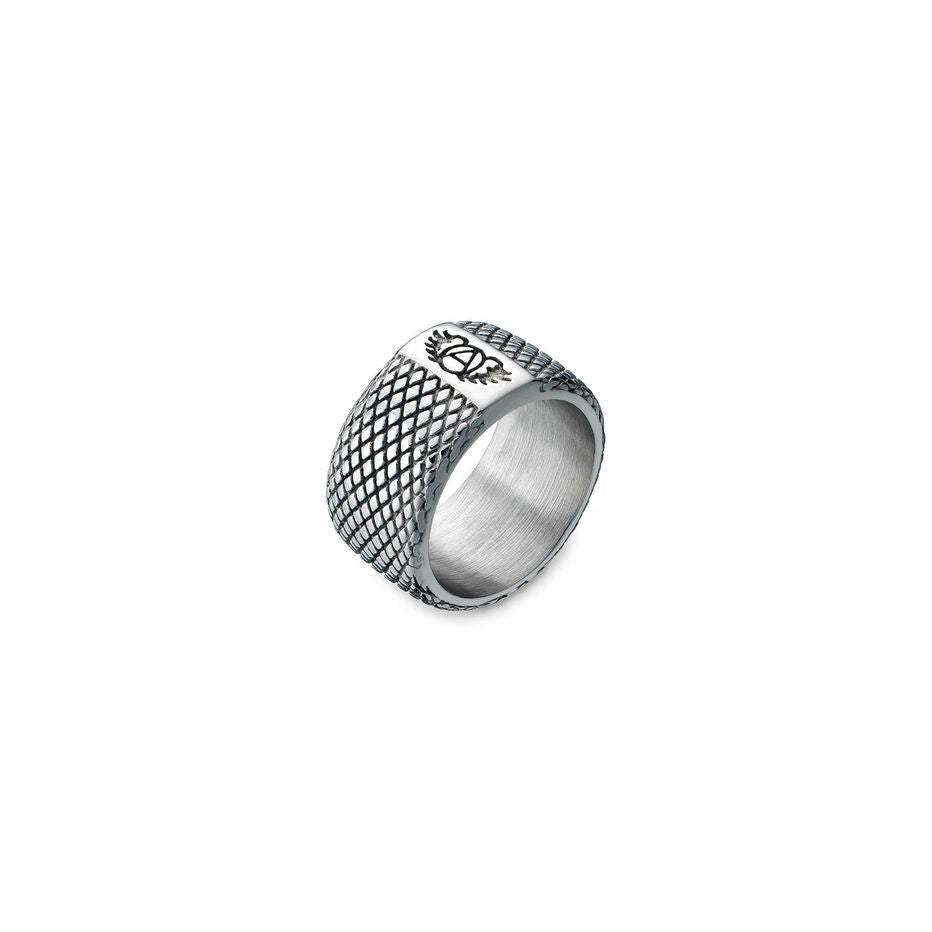 Silver ring with textured band from AN JEWELS JEWELRY Mod. AA.R01S-12 collection.