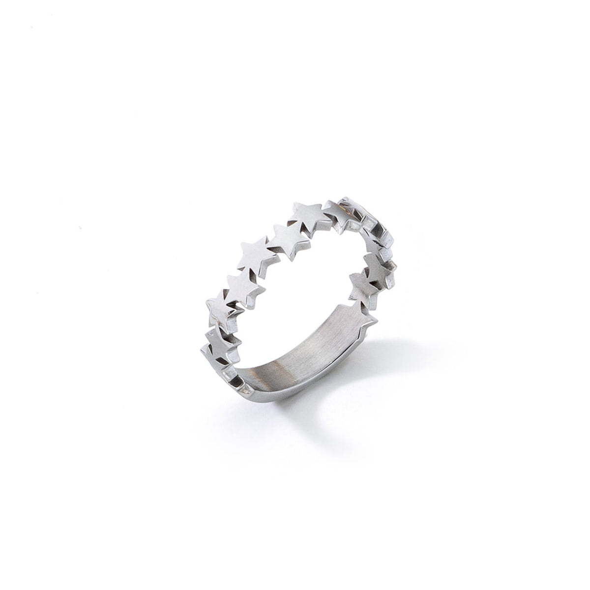 AN JEWELS JEWELRY Mod. ADC.R02S-8 star pattern silver ring on white background