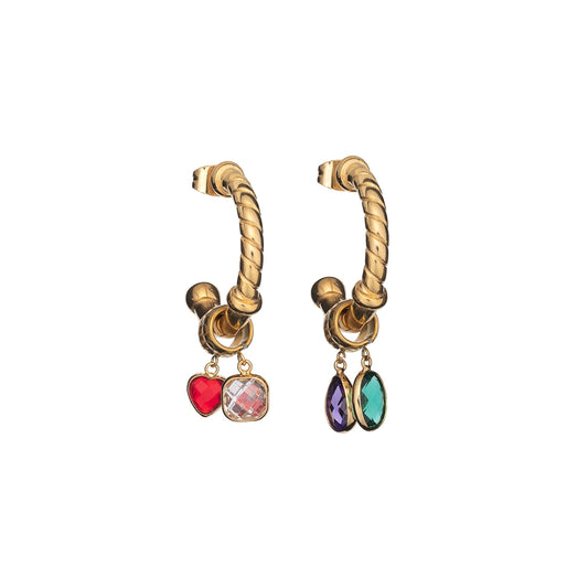 Gold hoop earrings with colorful gemstones - AN JEWELS JEWELRY Mod. AL.E2WI23SMC2