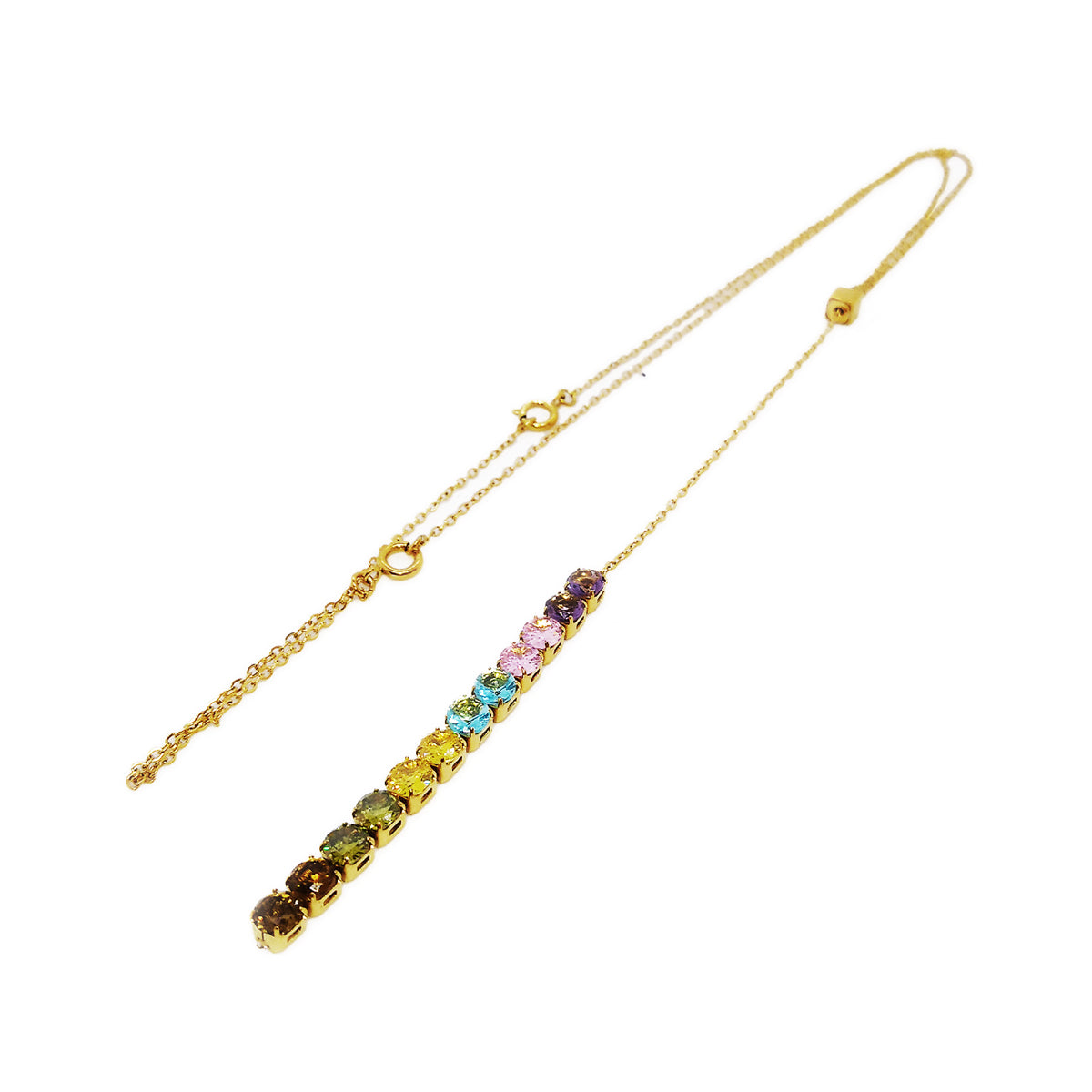 AN JEWELS JEWELRY Mod. AL.NLIYSUM01 gold necklace with multicolored gemstones on a white background