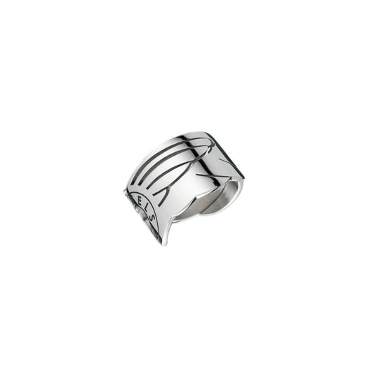 AN JEWELS JEWELRY Mod. AL.RFY01S-9 silver ring with black engraved design
