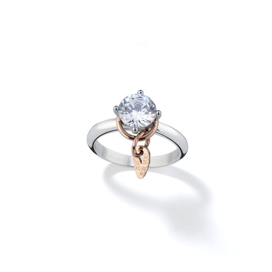 AN JEWELS JEWELRY Mod. AL.RLFY01-9 elegant diamond ring with rose gold accent
