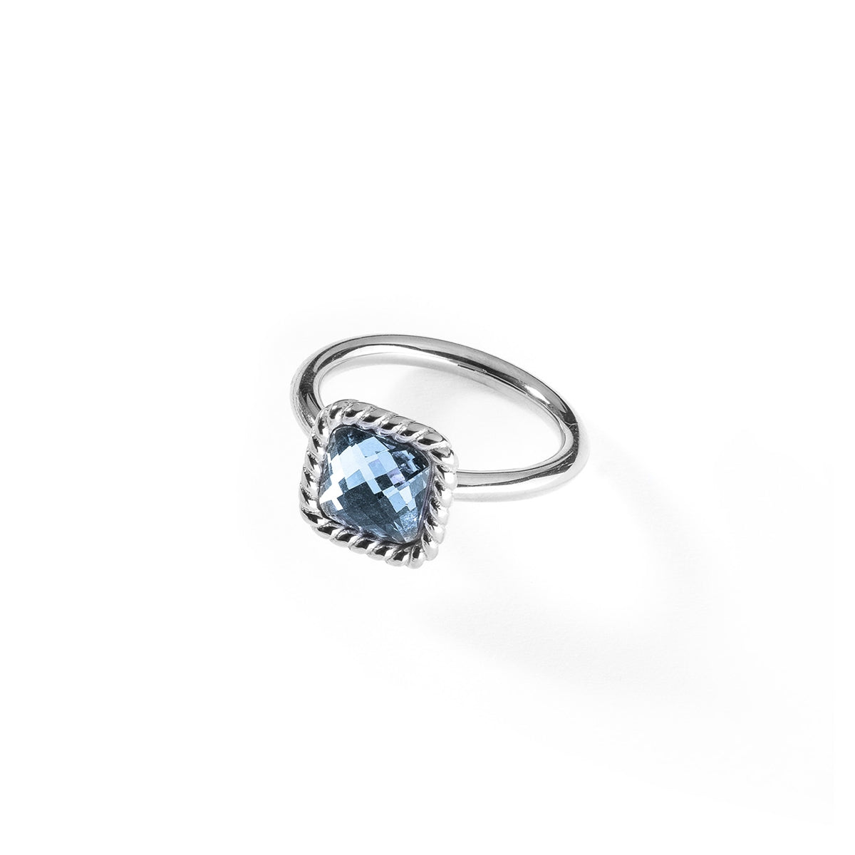 AN JEWELS JEWELRY Mod. AL.RMW07SBL-8 with blue gemstone on silver ring