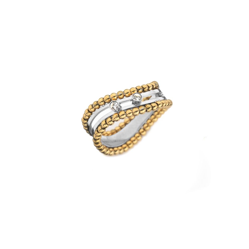 AN JEWELS JEWELRY Mod. AL.RSOKSYC-7 gold and silver ring with beads and diamonds