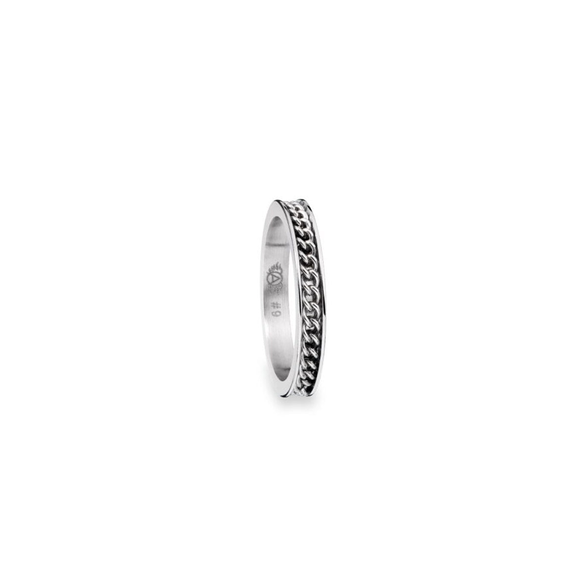 AN JEWELS JEWELRY Mod. AR.R1NS02S-9, elegant silver ring with chain design.