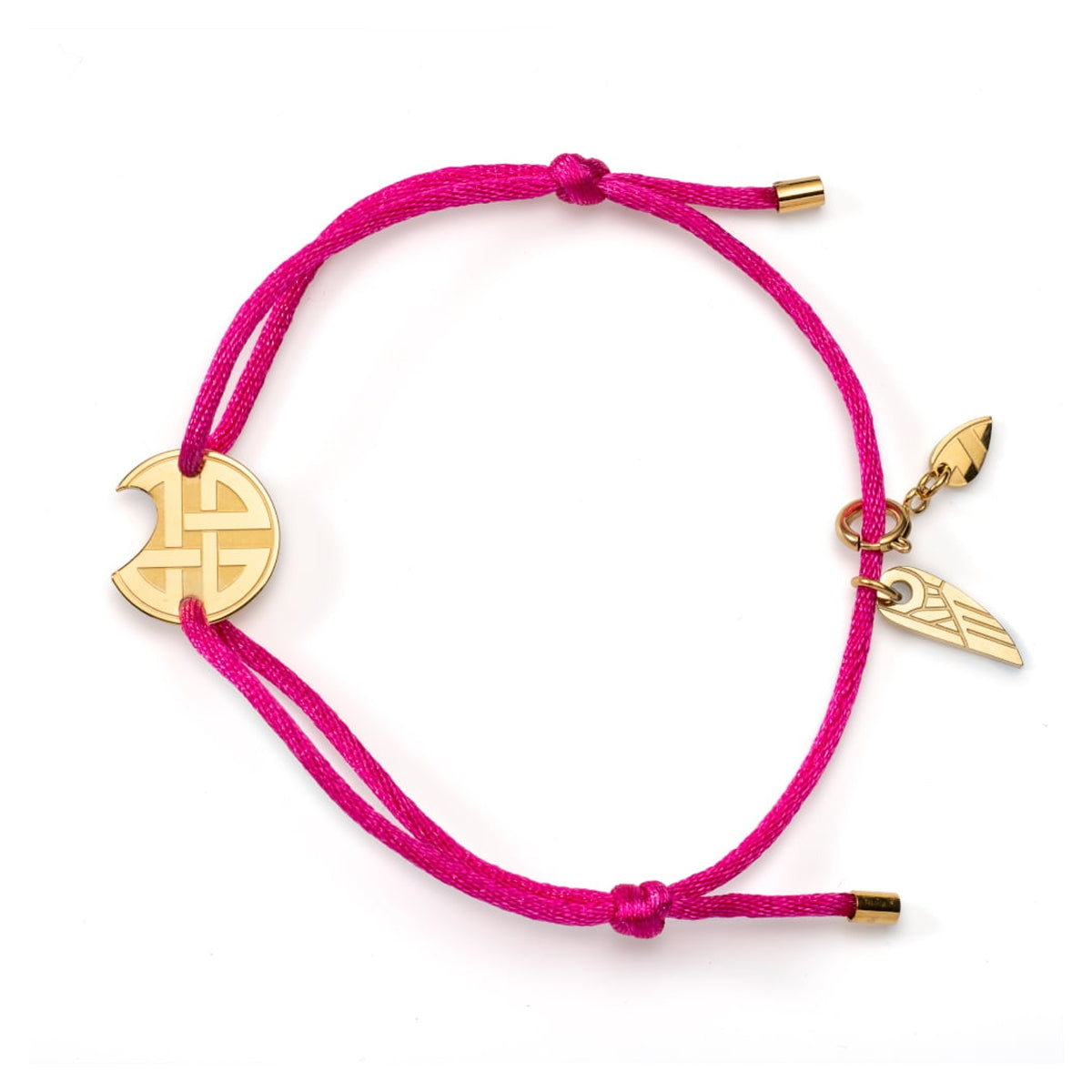AN JEWELS JEWELRY Mod. AV.BGLBGGPK pink string bracelet with gold charms