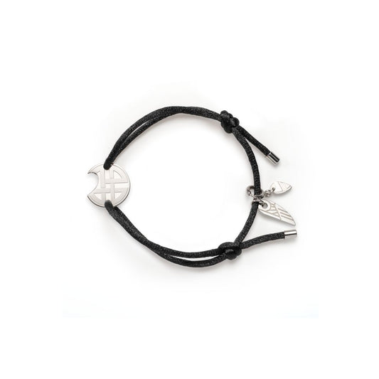 AN JEWELS JEWELRY Mod. AV.BGLBSSBK bracelet with black cord and silver charms