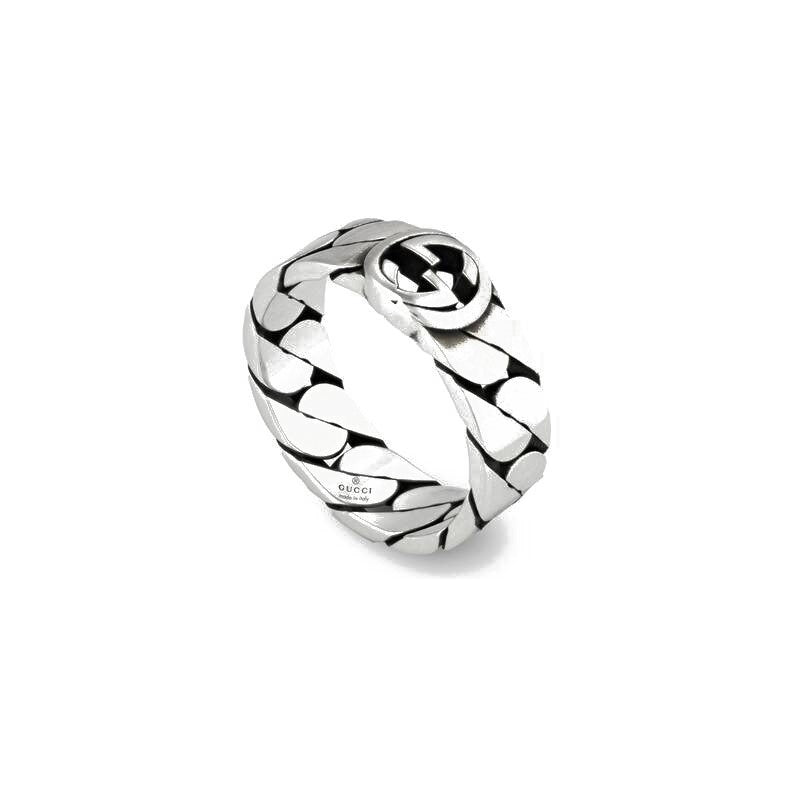 Luxury ANELLI GUCCI MOD. YBC661513001 silver ring with iconic design and brand logo.