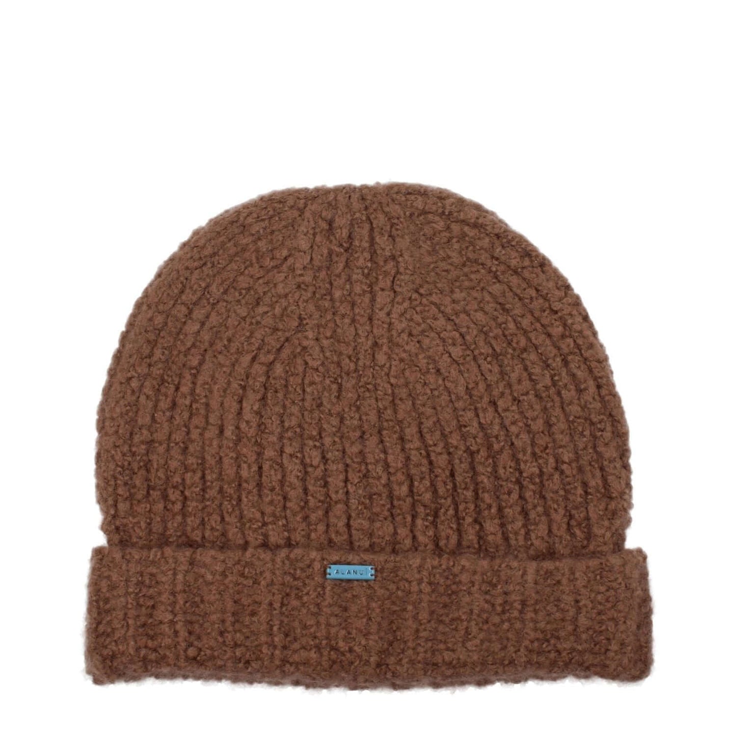 Alanui Brown Cashmere Beanie with front logo, made of 90% cashmere and 10% silk, style: casual, MPN: LWLC010KNI0026200, product code F79183.