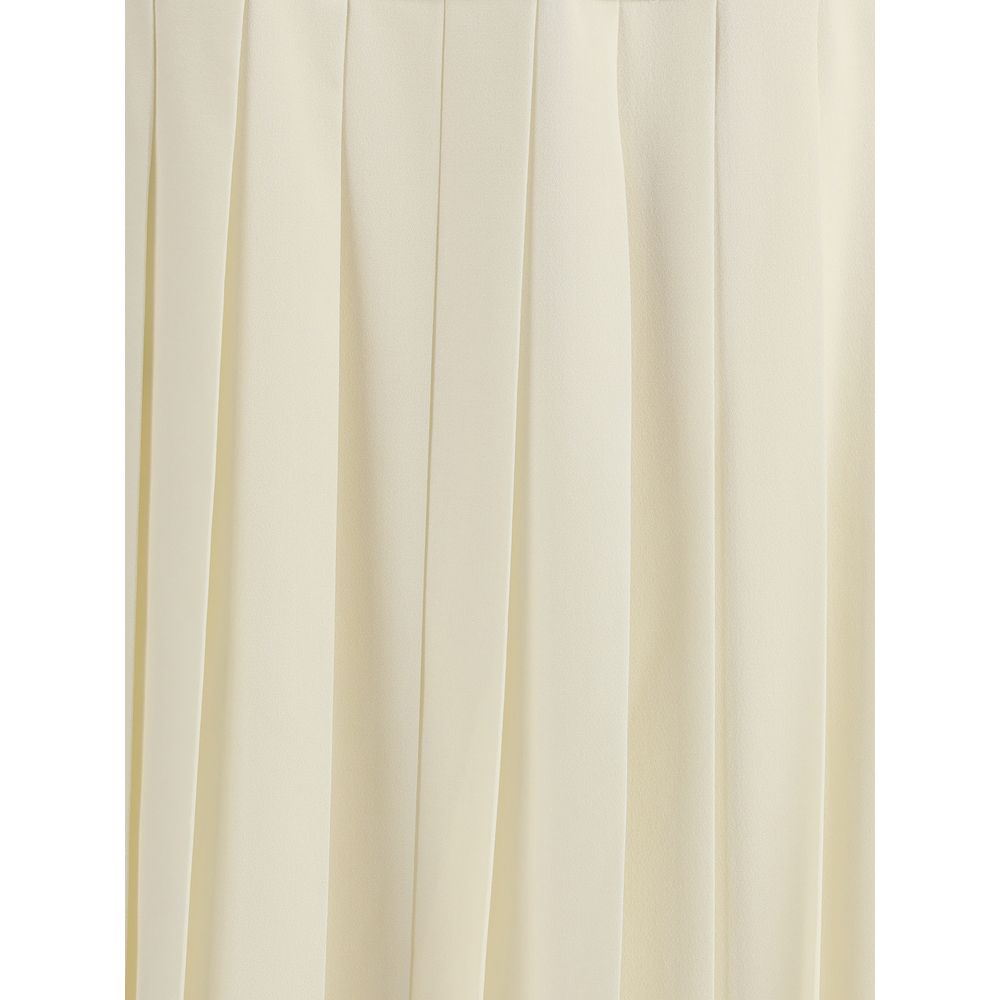 Alessandra Rich White Fleece Wool Midi Skirt