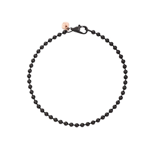 BRACCIALI DODO MOD. DBB7008EVERYPVDMXM elegant black beaded bracelet with rose gold charm