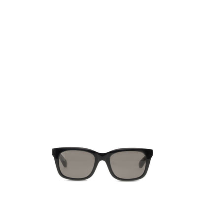 Balenciaga Black Acetate Sunglasses with square shape and Bio-Nylon lenses, featuring brand signature on the side.