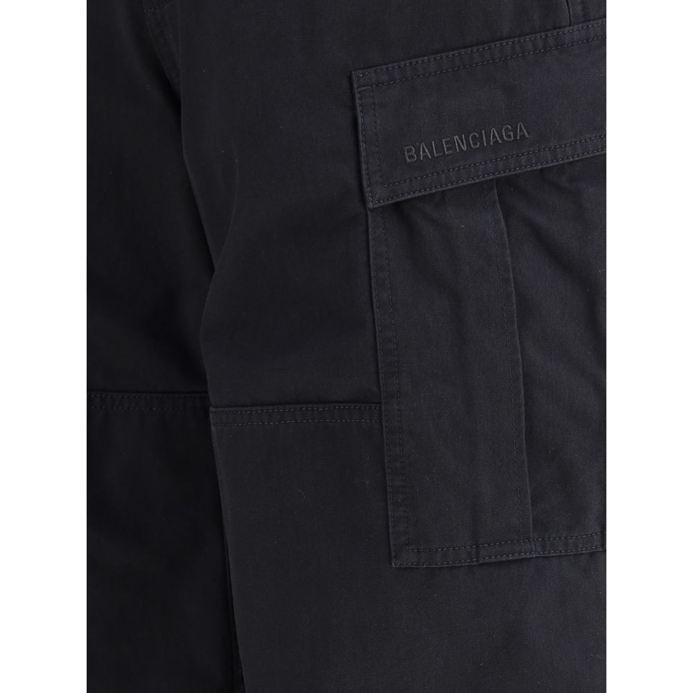 Balenciaga Black Cotton Cargo Pants