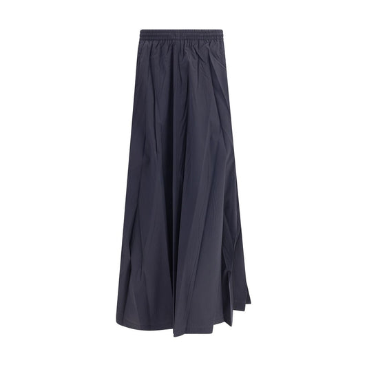 Balenciaga Blue Polyester Long Skirt with flared silhouette and elastic waistband, ideal for casual-chic looks.