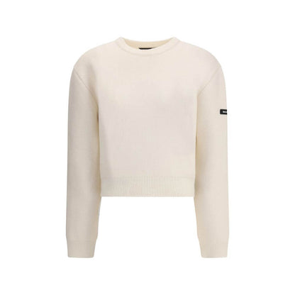 Balenciaga White Wool Sweatshirt with crew neck, dropped shoulders, logo patch, ribbed cuffs and hem, made from soft virgin wool.