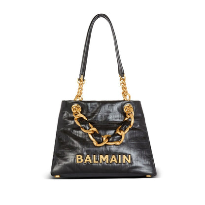 Balmain 1945 Soft PB-monogrammed crinkled small leather tote bag