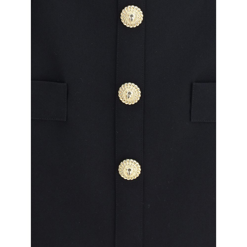 Balmain Black Fleece Wool Casual Dress