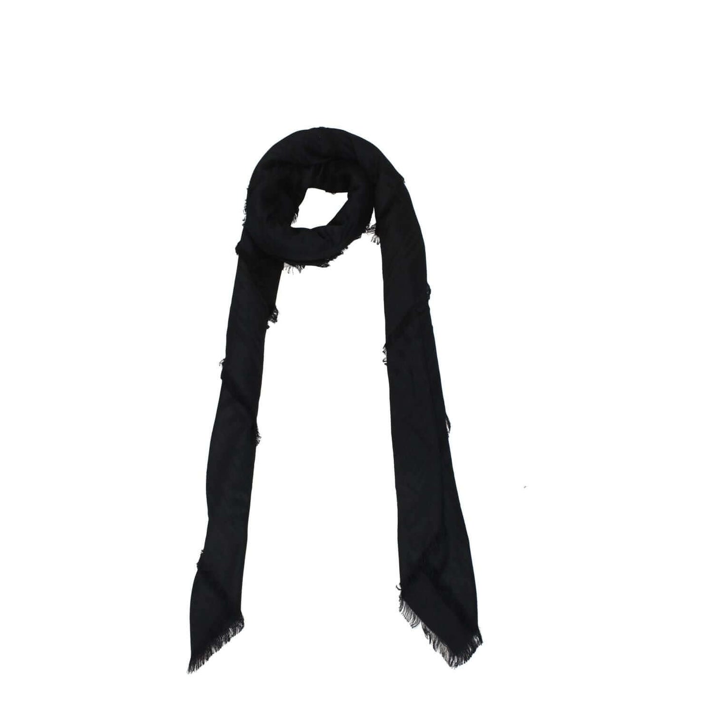 Alt Tag: Balmain Black Viscose Foulard with fringed edges, 130x140 cm, silk blend, casual style, MPN XF030VC44EAP.